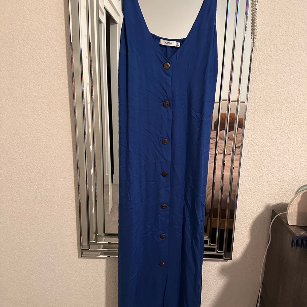 JustFab Blue Button-Down Dress